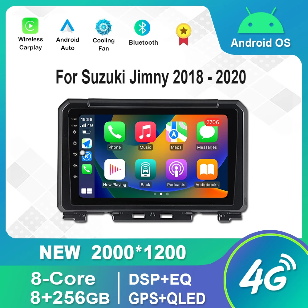Автомобильный радиоприемник Android KJ-NAVI для Suzuki Jimny 2018-2020 с Bluetooth GPS DSP стерео QLED IPS
