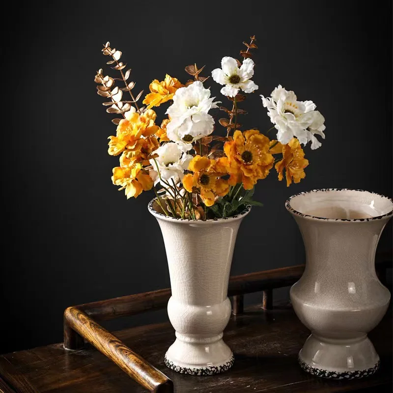 Американская винтажная керамическая ваза с трещинами цветок украшения для входа