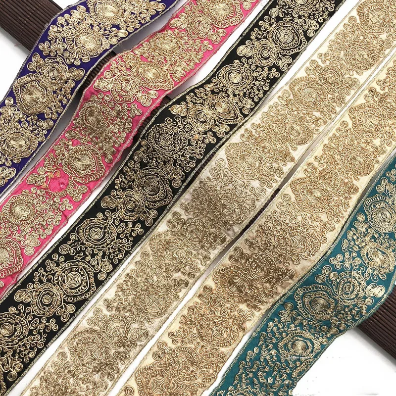 1 ярд вышитая кружевная ткань Золотая лента сделай сам ремесла одежда швейные