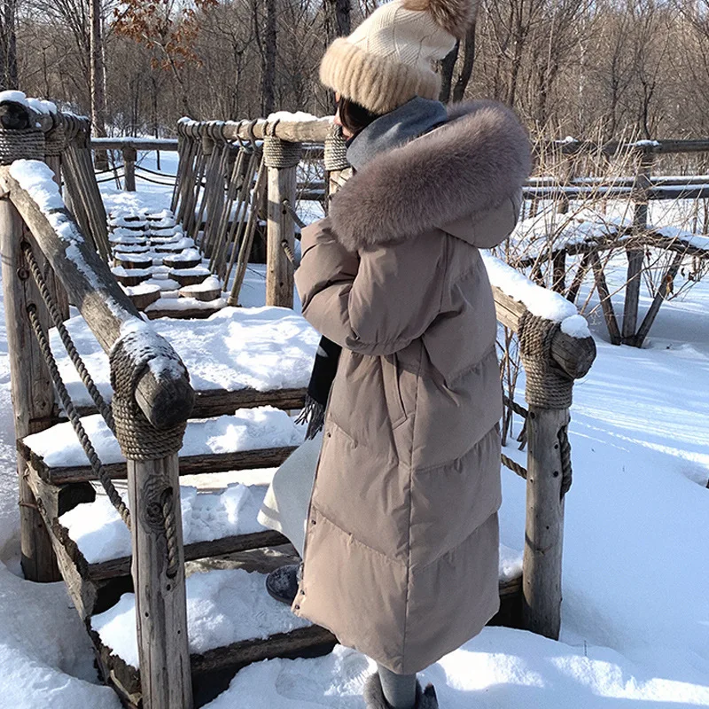 Girls Cotton Jacket 2022 Winter Solid Color Warm Thickened Women's Down Jacket Cotton Clothes Korean Fashion Long Down Jacket