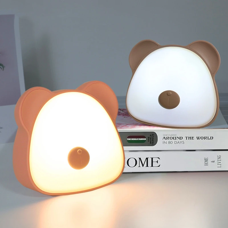 

USB Touch Dimming Cartoon Bear Night Light Modern LED Children's Bedroom Bedside Confinement Newborn Breastfeeding Care Eye Lamp