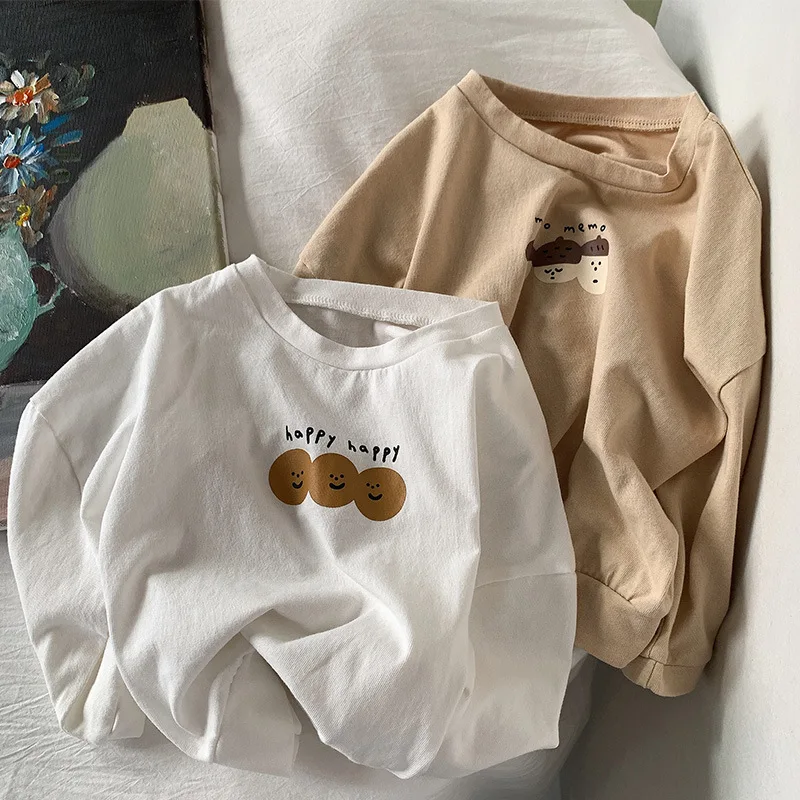 

Children T Shirt Cartoon Print Kid's Casual Tops Autumn Spring Baby Girl Long Sleeve T-shirt Baby Boy's Bottoming Shirt
