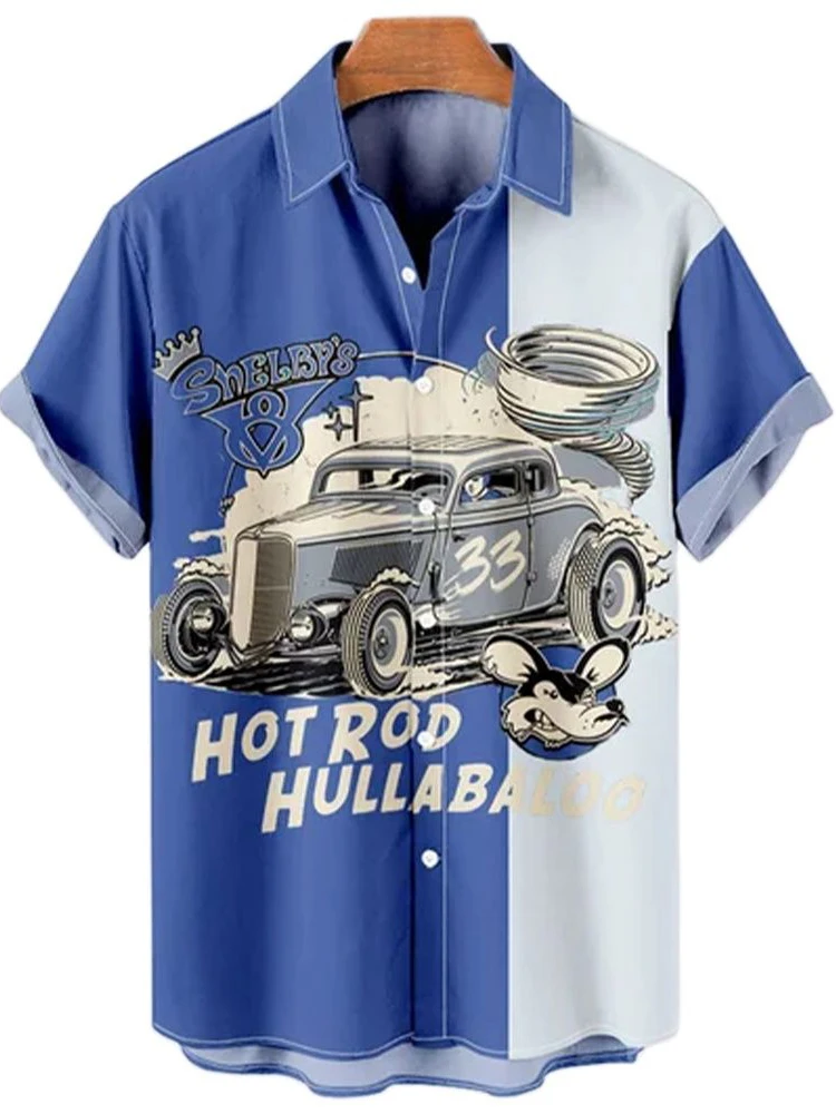

2023 Retro Hawaiian Shirts Man Car 3d Print Short Sleeve Lapel Shirt For Men Fashion Harajuk Men's Shirts Oversized Male Clothes