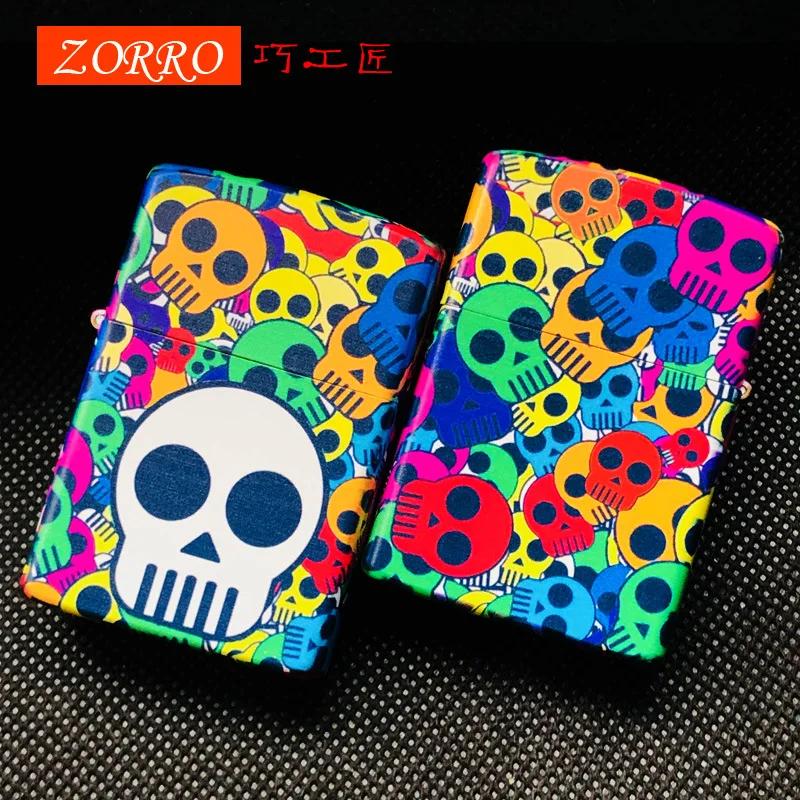 

Zorro Brass Kerosene Windproof Personalized Creative Five Sided Color Printing Classic Kerosene Lighter Gift