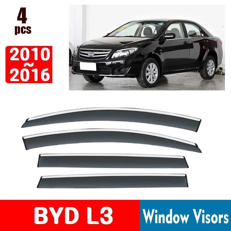 FOR BYD L3 2010-2016 Window Visors Rain Guard Windows Rain Cover Deflector Awning Shield Vent Guard Shade Cover Trim Accessories