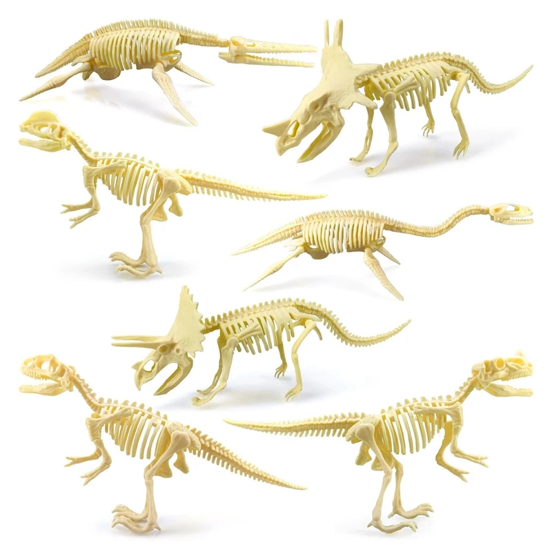 

Kids Interactive Puzzle Assembly Toy Dinosaur Fossil Skeleton Bright Color Brain Training Archaeological Excavation Toy