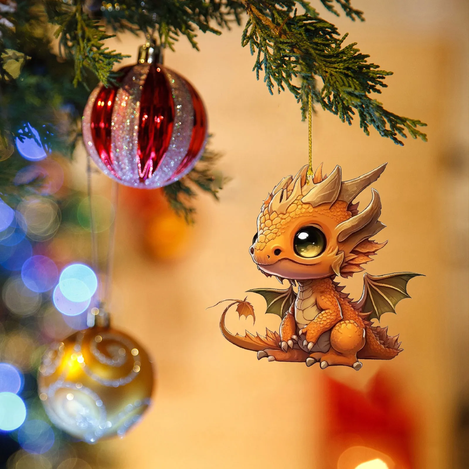 Рождественский декор с летающим драконом