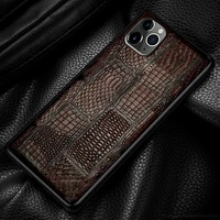 for iphone 11 12 13 pro max back cover 7 8 plus x xs xr 12 mini crocodile tail texture genuine leather cowhide phone case