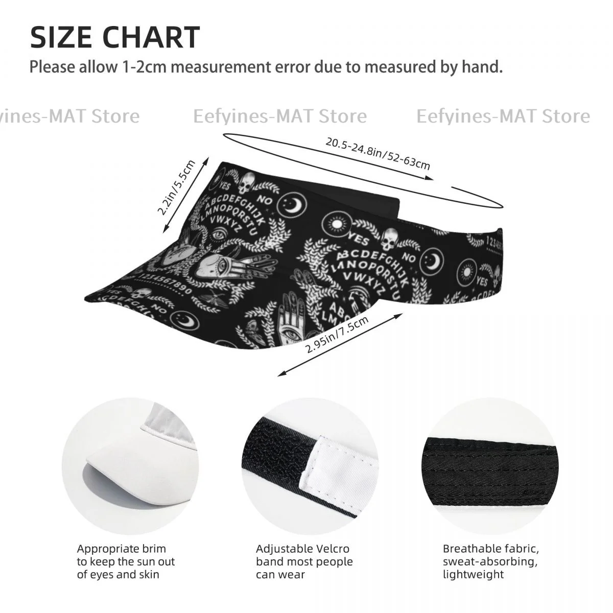 Шляпа Ouija для мужчин и женщин Регулируемый козырек от солнца с защитой