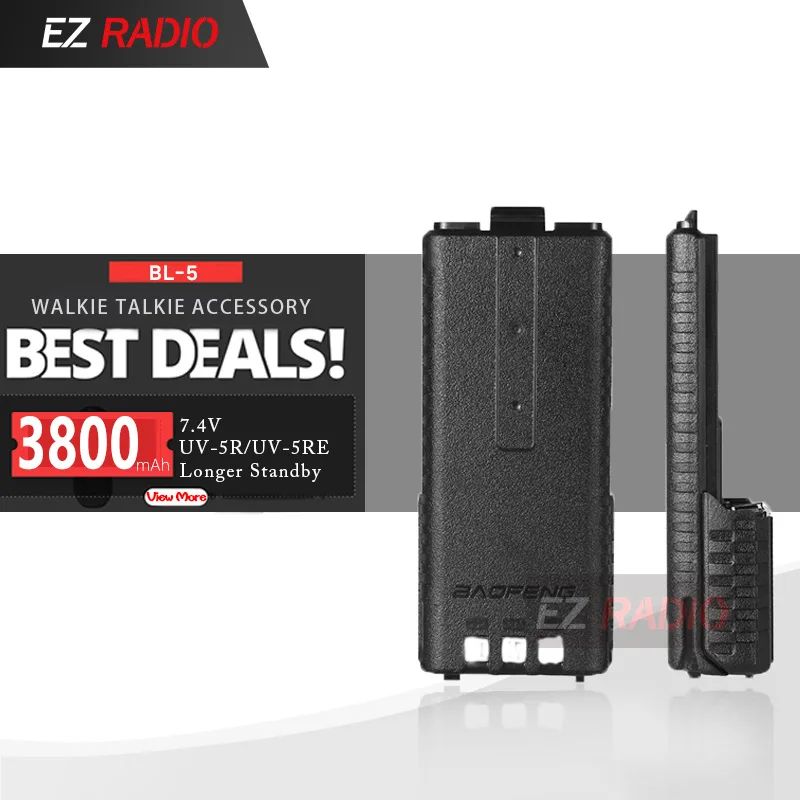 Фото Аккумулятор Baofeng UV 5R, 3800 мАч, 1800 мАч, USB-кабель для зарядки раций Boafeng №2