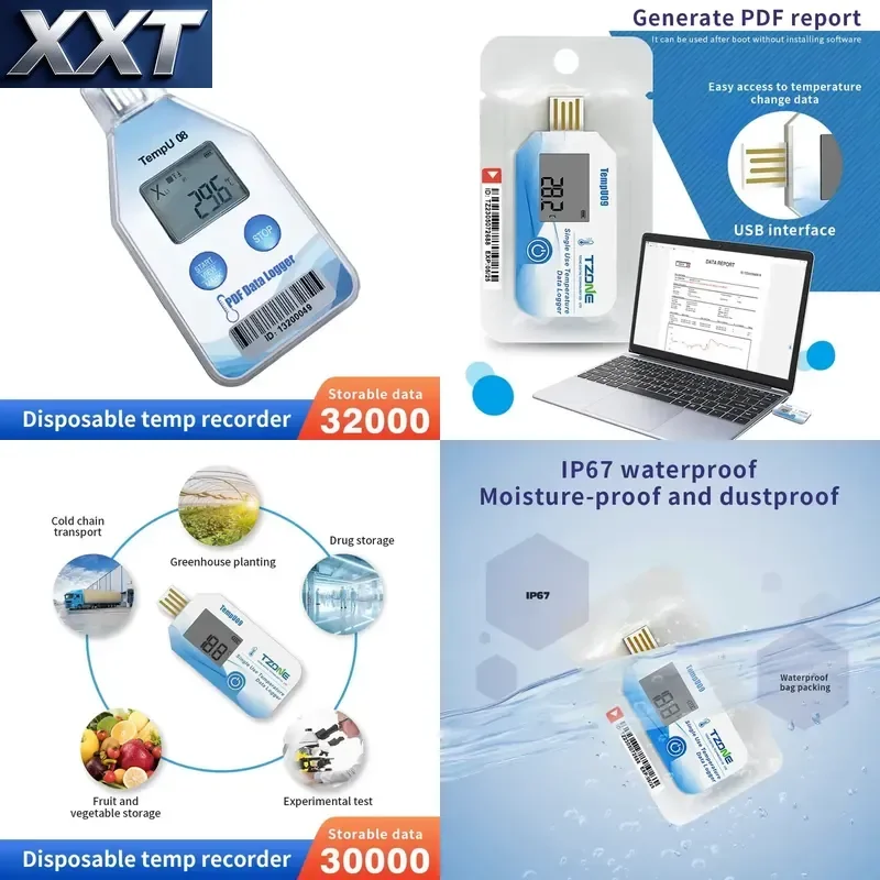 Фото Цифровой USB-регистратор данных температуры и влажности XXT, высокоточный термометр без дисплея, без IP-защиты, для холодильных установок №1