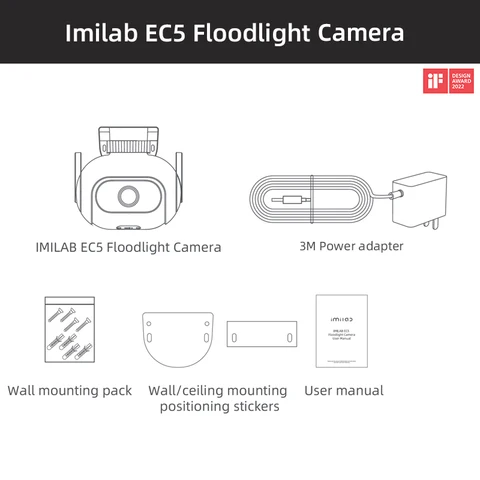 Комплект умной системы безопасности IMILAB- EC5 Wifi, наружное видеонаблюдение, IP беспроводное приложение App Control, прожекторная камера, 2K
