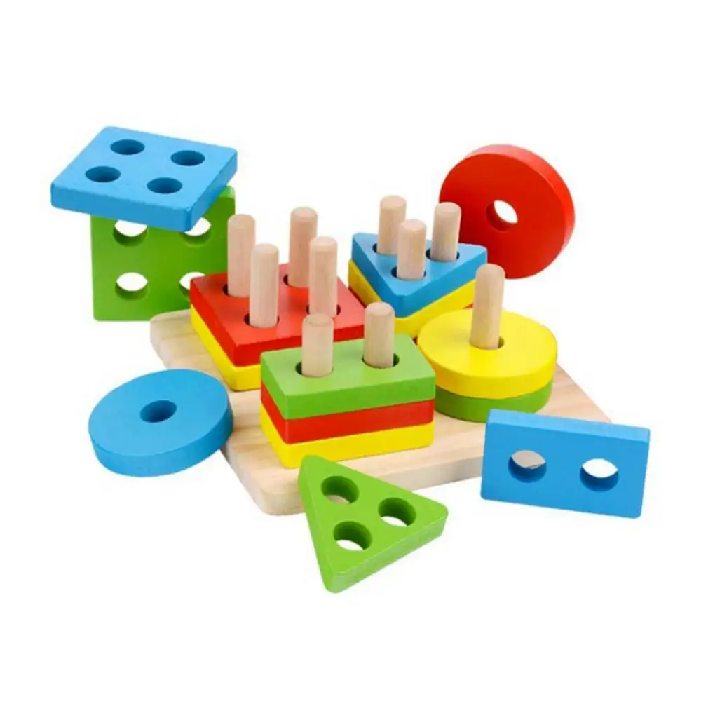 

Baby Educational Toys Wooden Geometric Shapes Sorting Math Toddler Kid Stacked Puzzle Game Early Learning Child Gift