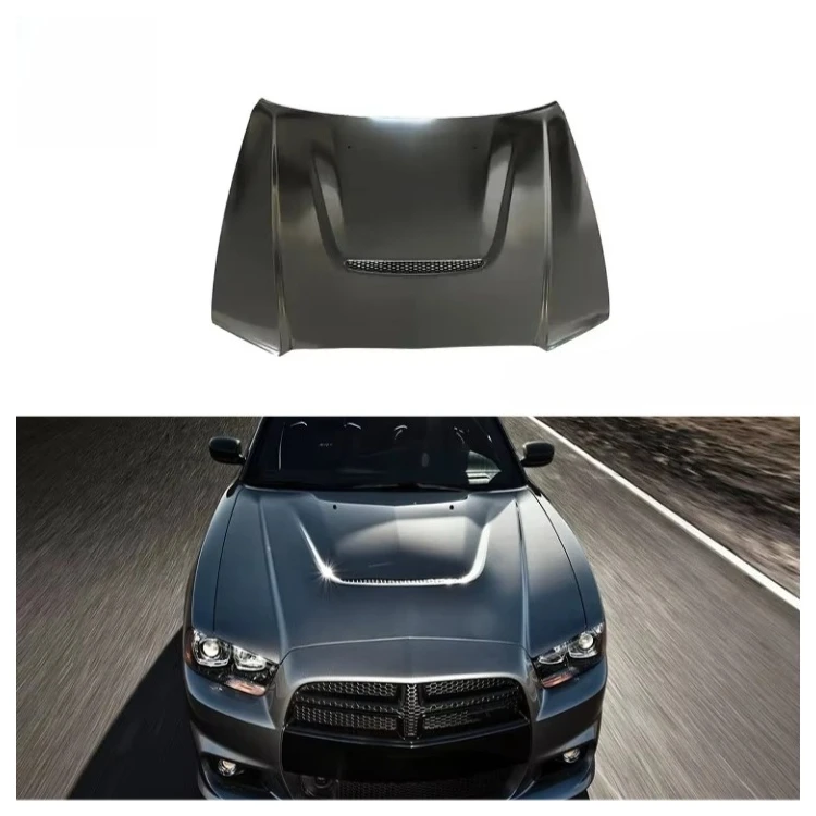 Фото Алюминиевый капот SRT Style из штампованного металла для Charger 2008-2014 №1