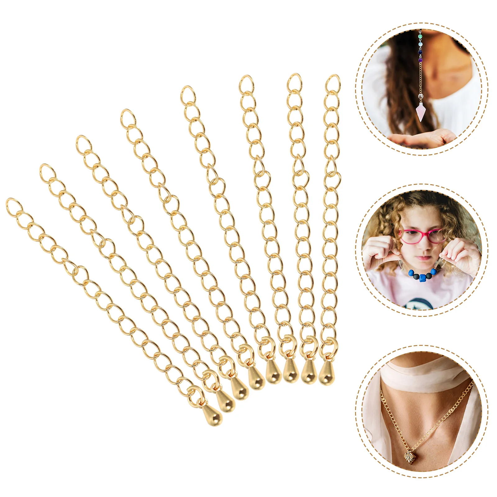 

8 Pcs Beaded Choker Anklet Chain Extension Jewelry Chains Trendy Necklace Bracelet Extender Charm Sterling Material