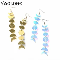 yaologe 2022 new acrylic 2 color long tassel moon phase earrings for women designer fashion trend girls jewelry wholesale