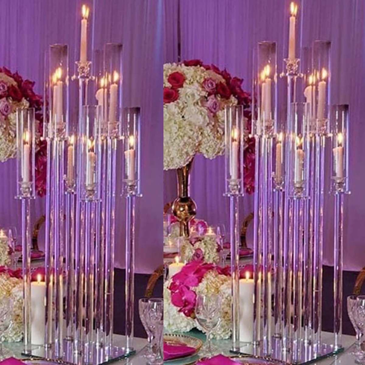 

Акриловый подсвечник с 9 насадками, подсвечники, свадебные подсвечники, подставка для цветов, подсвечник для украшения центра стола