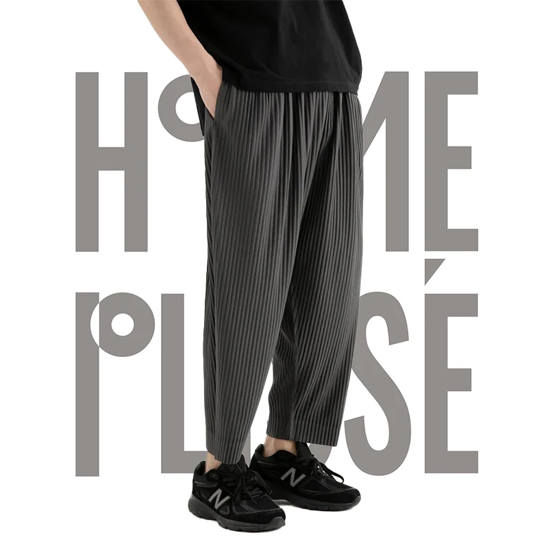 Плиссированные брюки в японском стиле мужские эластичные с рисунком редиса