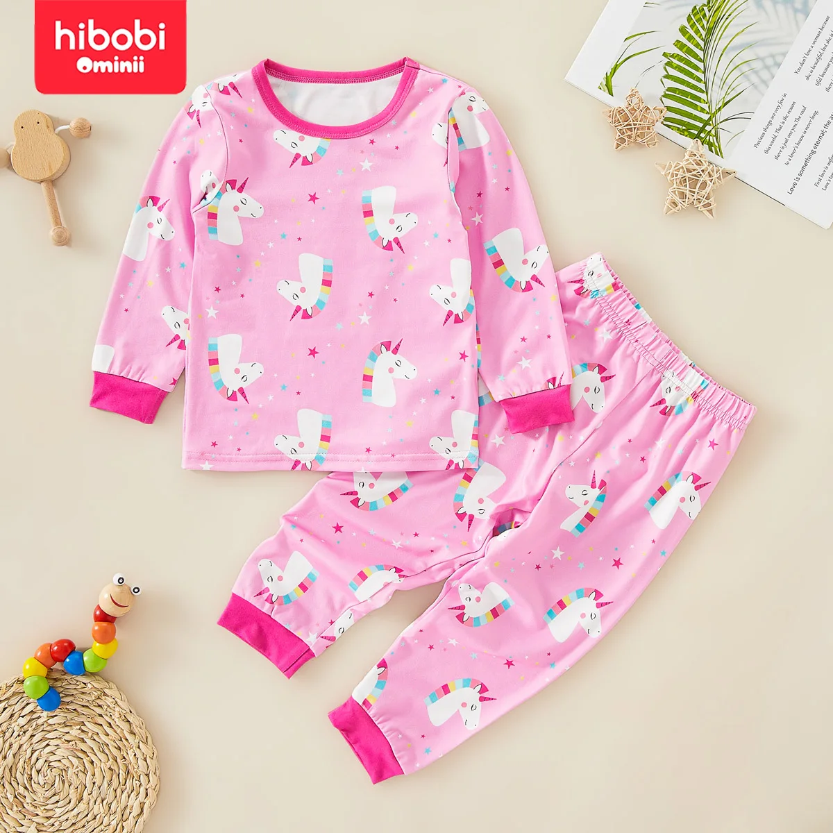 Комплект детского нижнего белья с мультяшным рисунком из 2 пижам и шорт Hibobi для