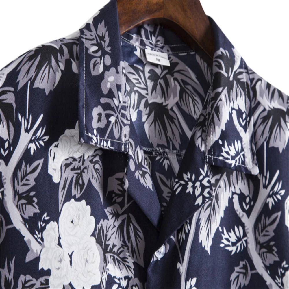 8 Colors Summer Men's Hawaiian Shirt Printed Tops For Men Holiday Short Sleeve Beach Blouse