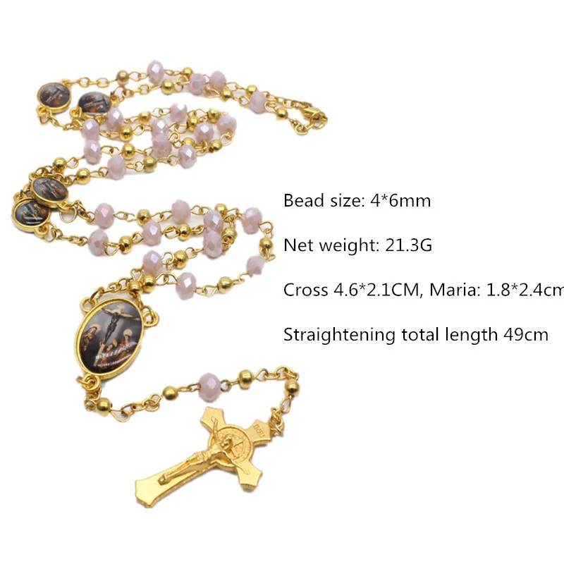 Винтажное католическое ожерелье католическая стеклянная цепочка из бисера с