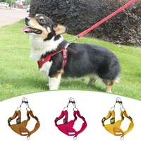 reflective pet dog chest harness leash set separable pet vest harness for small medium dogs cats suede chest strap pet supplies