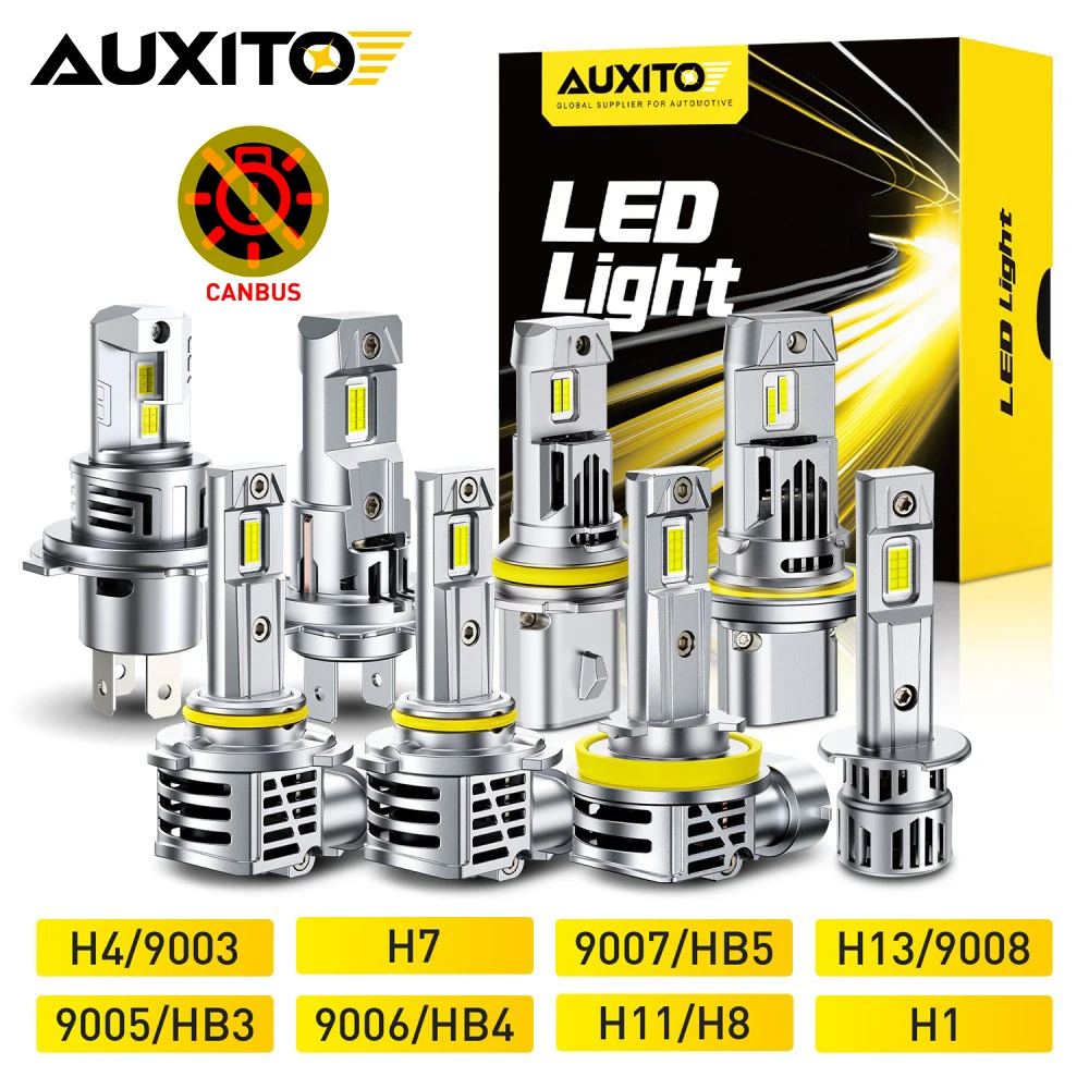 

AUXITO 2 шт. 9005 HB3 Светодиодные фары 9006 HB4 H1 H4 H7 H13 H8 H11 9007 Светодиодная лампа с вентилятором Canbus Автомобильные фары 12 В 30000LM 60 Вт
