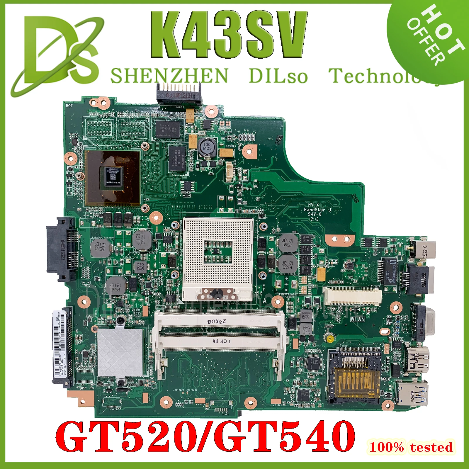 KEFU K43SV материнская плата GT520M GT540M REV2.2 2 0 3 4 1 для ASUS A43S K43SJ ноутбука 100% тест |