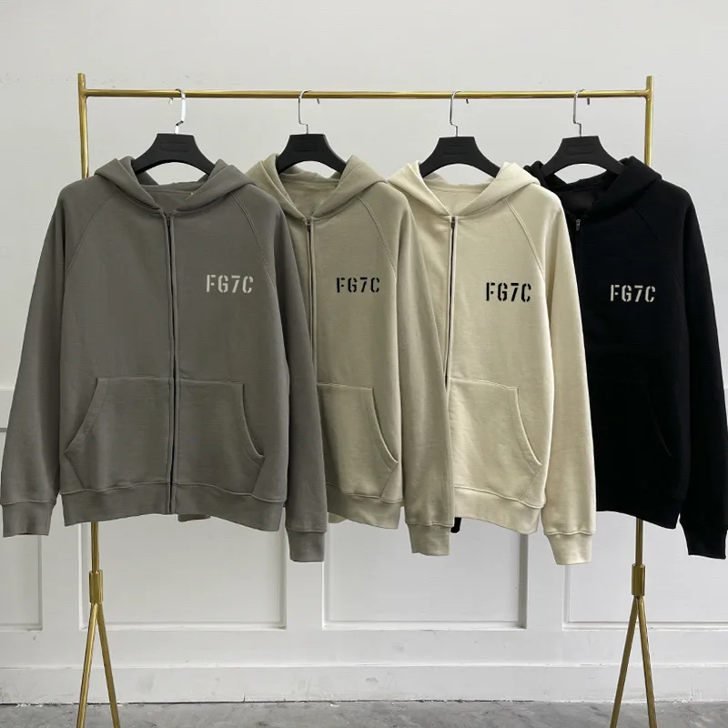 

Толстовка FG7C на молнии для мужчин и женщин, свитшот с капюшоном в стиле оверсайз, уличная одежда в стиле хип-хоп, базовый плюшевый пуловер, 100%