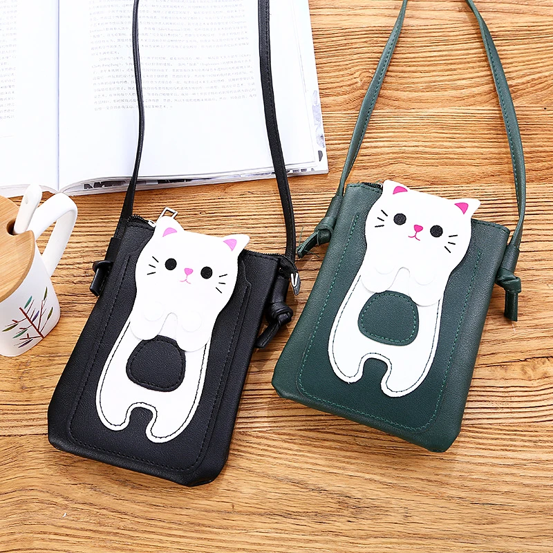 

Bags for Women New Lovely Cat Cartoon Shoulder Bag Fashion Handbag Cellphone Bags Coin Purse Students Leather Crossbody Bag