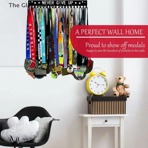 Medal Display Rack Metal Medal Hanger Holder Organizer Wall Mounted Large Capacity Award Holder For Race Soccer Sports Karate
