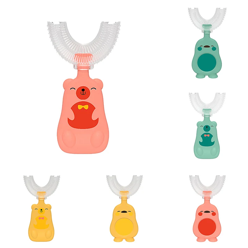 

Cartoon Baby Toothbrush Children 360 Degree U-shaped Toothbrush Teethers Soft Silicone Baby Brush Kids Teeth Oral Care Cleaning