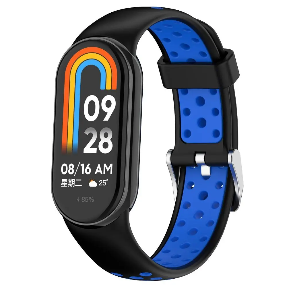 Ремешок силиконовый для Xiaomi Band 8 сменный дышащий двухцветный браслет наручных