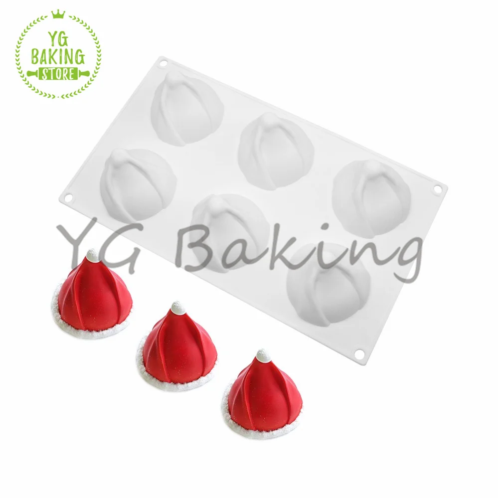 

Dorica 6 Holes Christmas Hat Shape Silicone Mousse Mold Dessert Chocolate Mould DIY Cupcake Model Cake Decorating Tools Bakeware