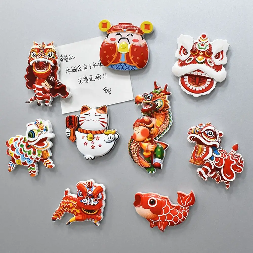 

Chinese Holiday Refrigerator Sticker Resin Fridge Magnet Cartoon Animal Magnetic Stickers Spring Festival Kitchen Decor Crafts