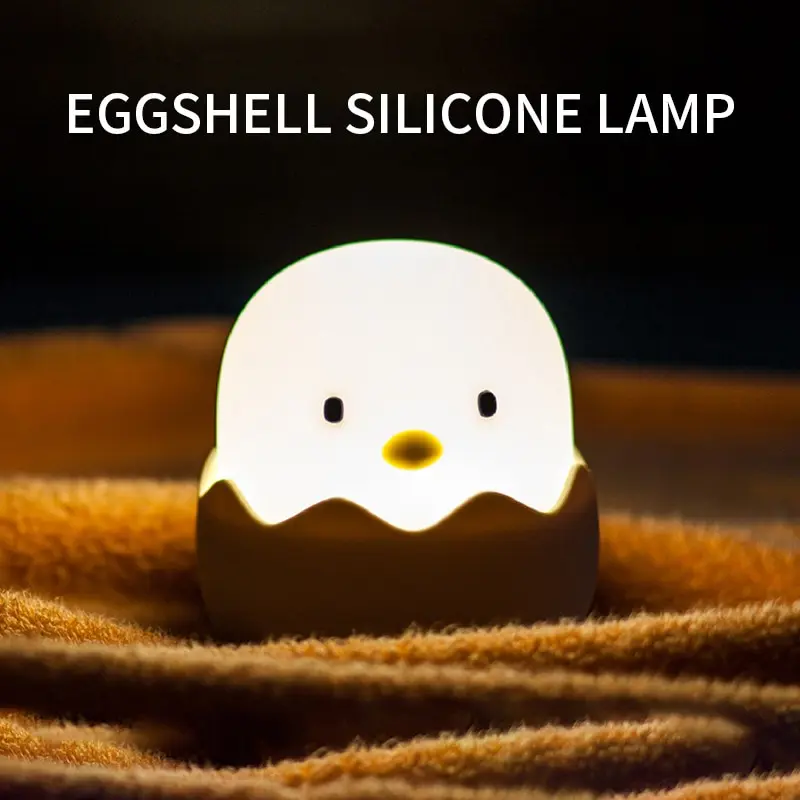 

Eggshell Chicken Silicone Pat Lamp USB Night Light Charging Nursing Light Tumbler Cartoon Egg Children Led Table Lamp Kids Toys
