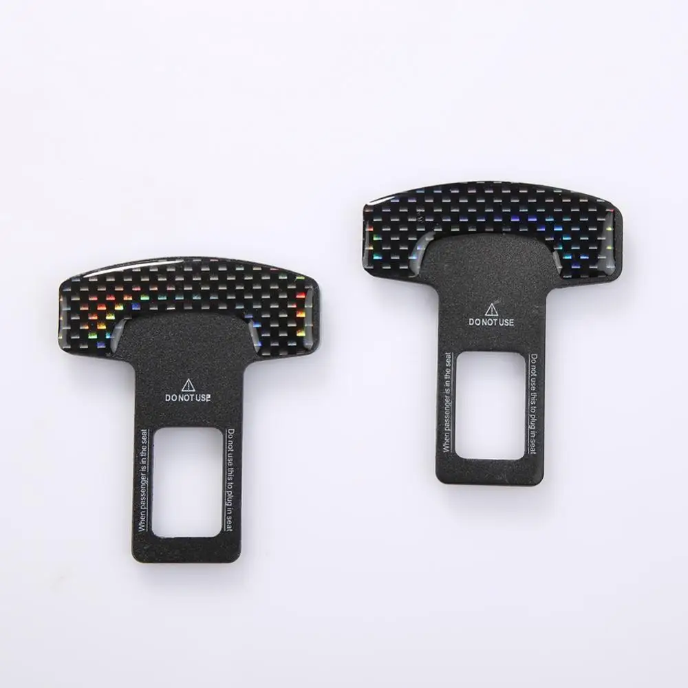 

2Pcs Safety Belt Buckles Real Carbon Fiber Car Seat Alarm Canceler Stopper Plug Buckle Seat belt Clip Car Safety Belt Extender