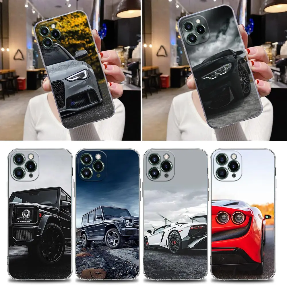 

Transparent Phone Case For Apple iPhone 12 11 13 Pro Max mini XS X XR 7 8 Plus SE 2020 Cases Cover Male Men Sports Cars