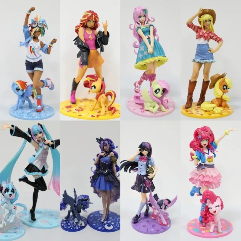 

My Little Pony anime peripherals Pinkie Pie Rainbow Dash Twilight Sparkle Fluttershy Hatsune Statue Pvc Model Doll Ornament Gift