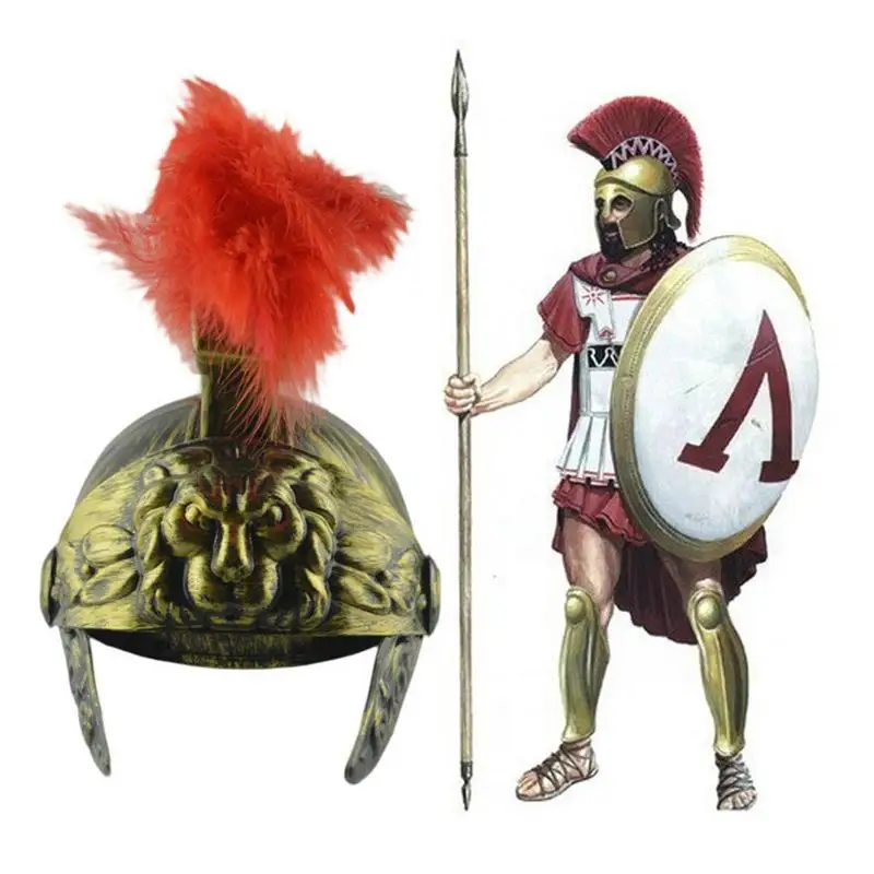 

Пластиковая шляпа для шлема самурая, средневековая древняя римская винтажная шляпа для шлема с перьями и львом