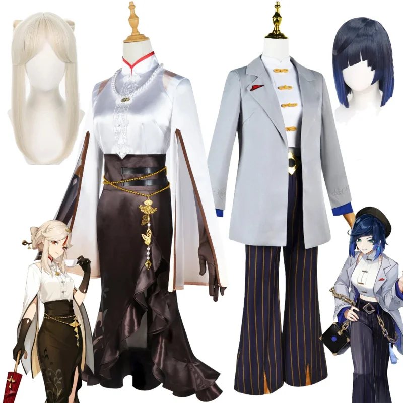 Парик для косплея Genshin impact ningguang Yanan пицца хижина парик из аниме игры одежда полный