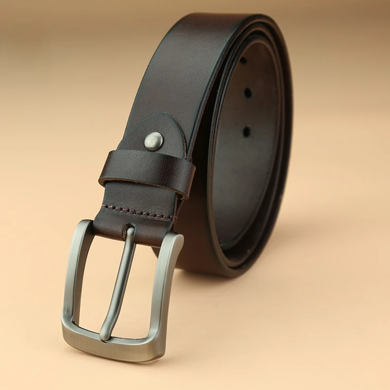 Mens Belt Cow Leather Casual Needle Buckle Belt Men's Fashion Single Lap Belt Genuine Leather Belts for Men Ceinture Homme LM