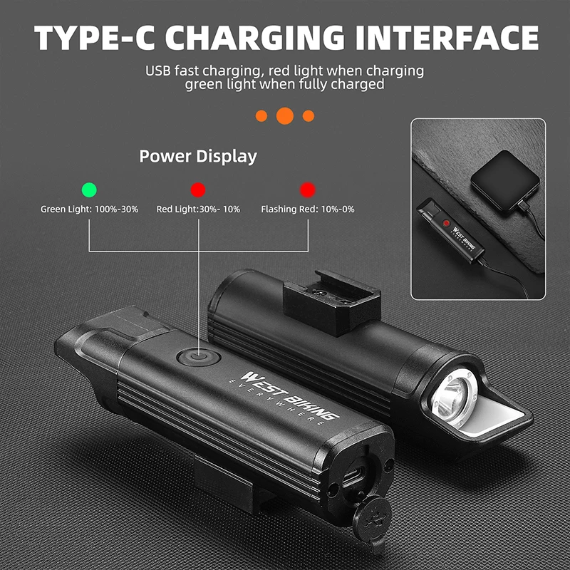 WEST велосипед светильник USB Перезаряжаемый LG6 светодиодный велосипедные фары 6