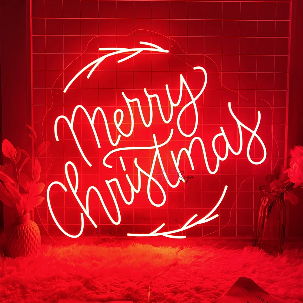 С Рождеством Неоновая светодиодная вывеска Рождественский Новый год