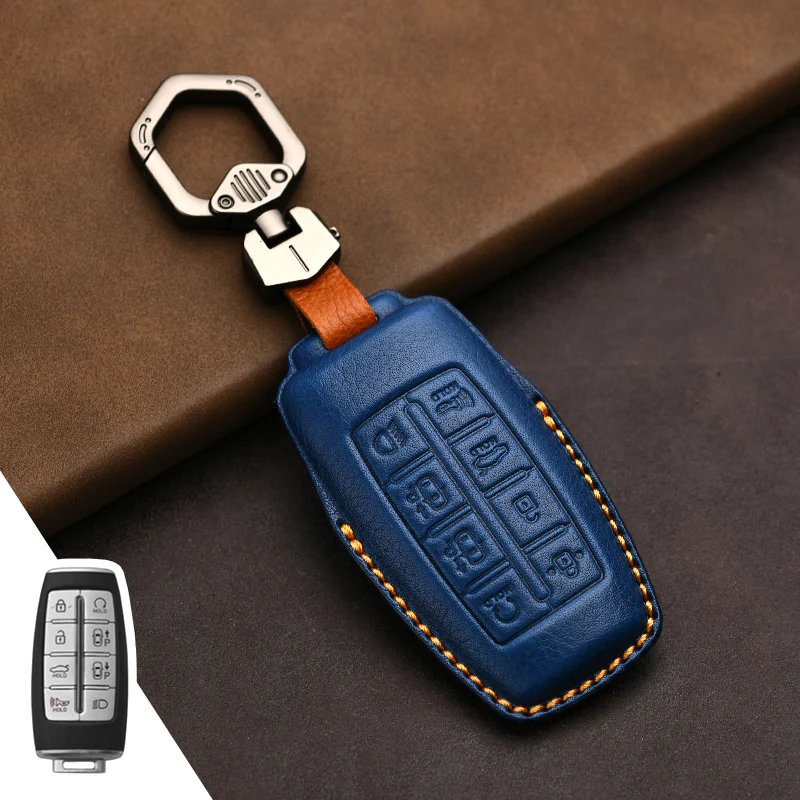 

Защитный чехол из натуральной кожи для Hyundai Genesis, чехол для ключей Gv70/G80/Gv80/G90, чехол для ключей, брелок