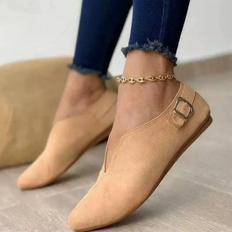 Women Loafers Retro Pointed Toe Suede Flat Shoes 2021 Summer Slip On Casual Shoes Female Feetwear Zapatos Mujer Plus Size 35-43