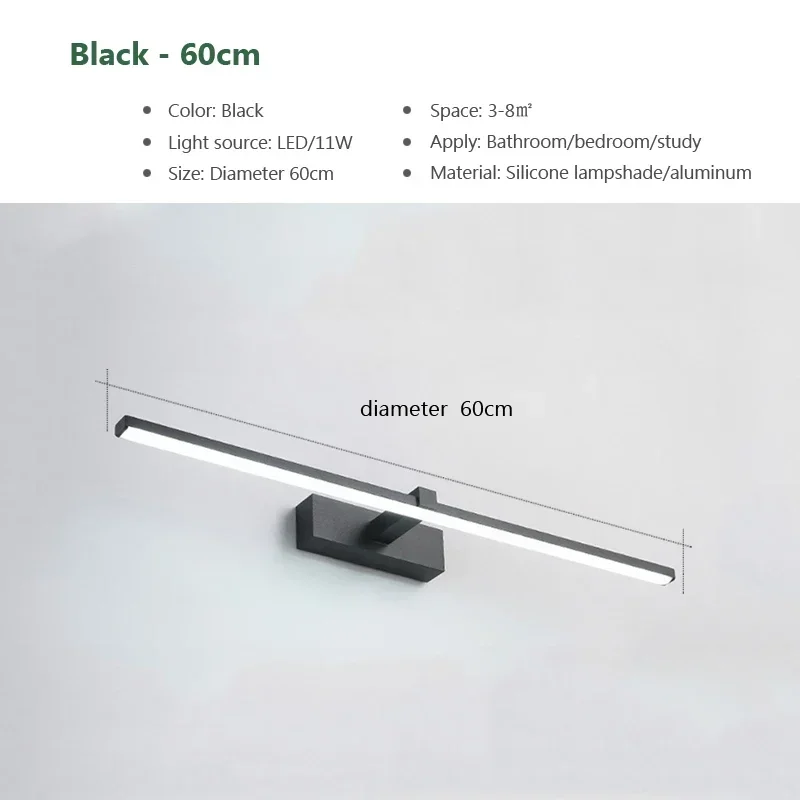 

Modern LED Wall Light Bathroom Hardwares Wall Lamp Three Colors Lights Aluminum Led Bathroom Bath Mirror Line Lamp Make Up light