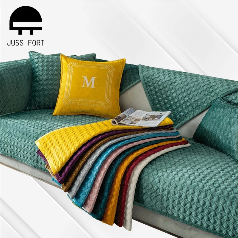 

1PC Plush Sofa Cover Solid Color Thicken Soft Velvet Couch Cushion Towel L-shaped Sofa Armchair Slipcovers for Living Room Decor