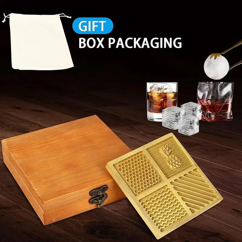 

Bar Ice Stamp Brass Ice Plate Honeycomb Ice Mold Branding DIY Cocktails Whiskey Ice Printing Stamping Bar Tools Carving Icecube