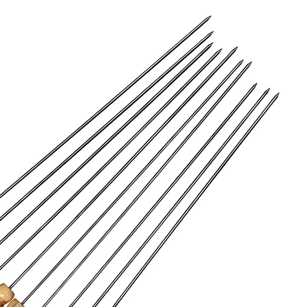 

12x Wood Handle Barbecue Skewers For BBQ Camping - Length And Easy To Easy To And Clean Cookware Campfire Grill Cooking